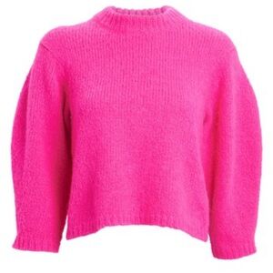 Tibi Cozette Alpaca Cropped Pullover| Neon Magenta | size S